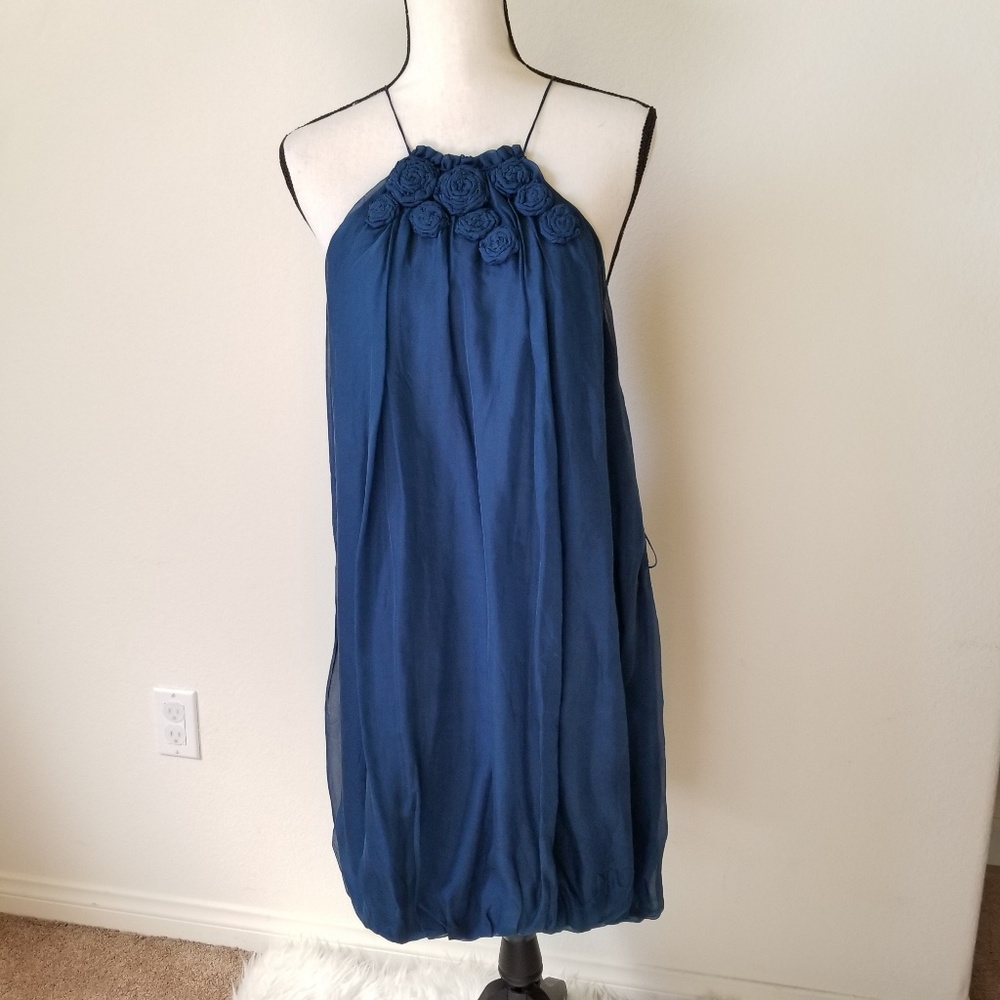 Ark & Co. Women's Blue Trapeze Silk Chiffon Dress